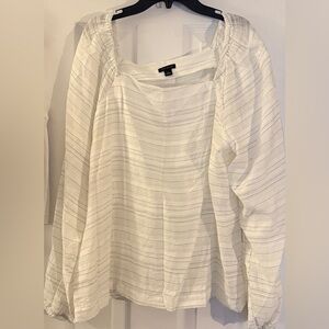 Ann Taylor Cream Long Sleeve Relaxed Blouse